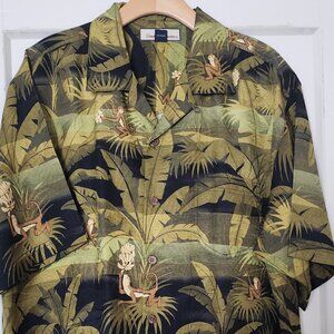 Tommy Bahama Men's 100% Silk Tropical Monkey Button Down Shirt Size M
